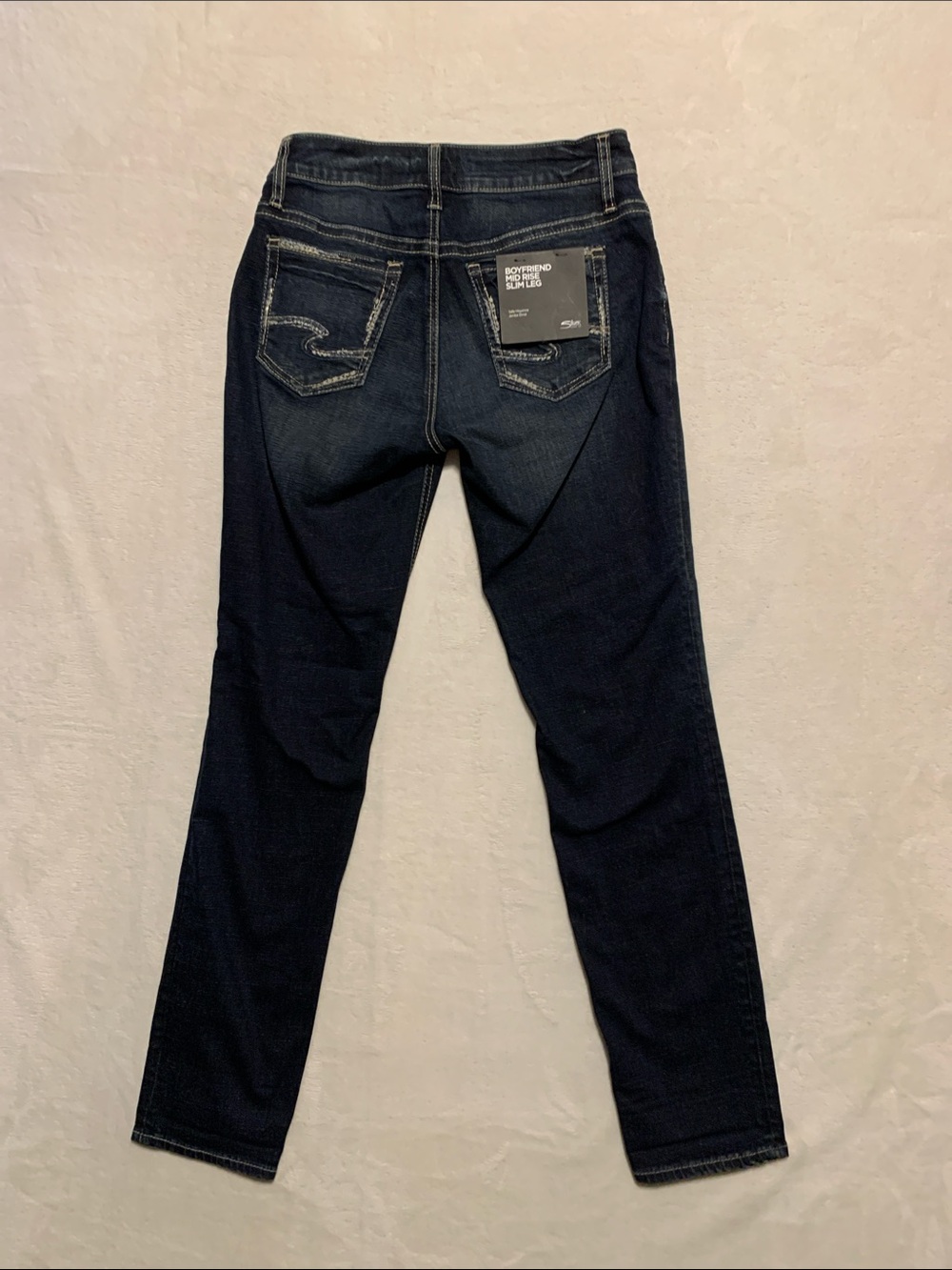 Silver Jeans Slim Leg Mid Rise Boyfriend Jeans dark wash new